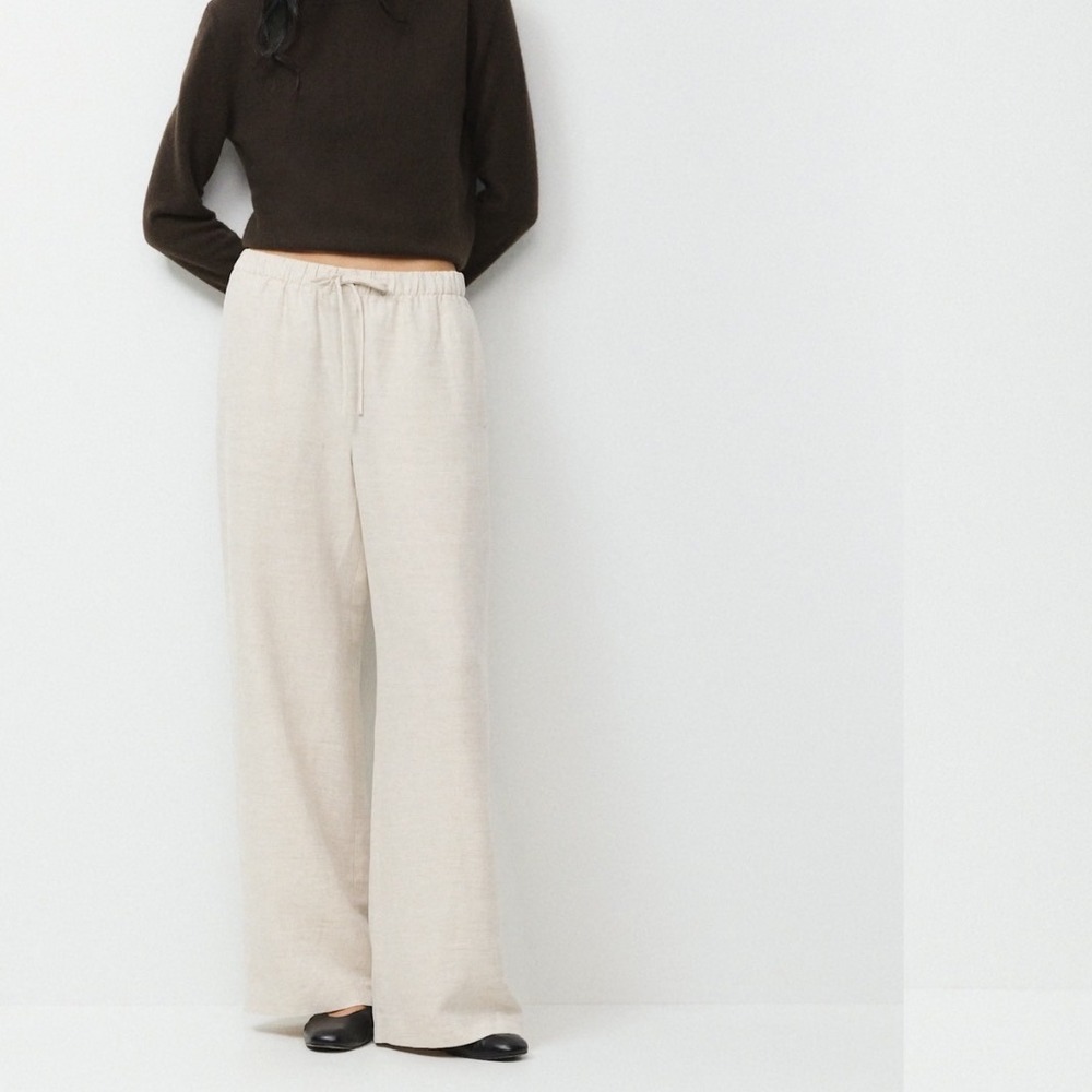 ARITZIA Wilfred The Lodge Pant CruiseLinen Wide Leg In Undyed Ecru Size Medium